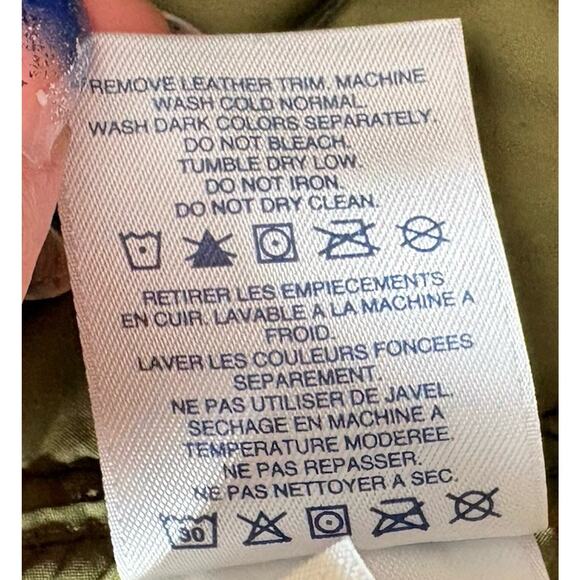 Lands End Women Primaloft Quilted Puffer Jacket Coat Corduroy Collar Blue Size L - Picture 9 of 10